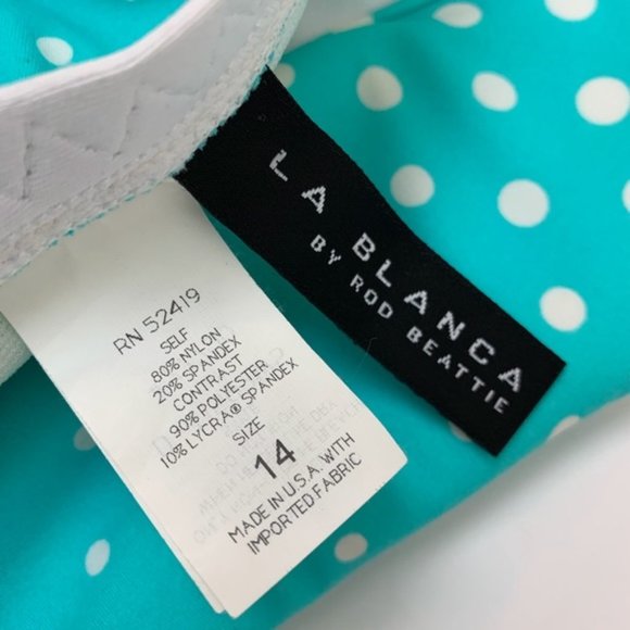 La Blanca Blue and White One Piece Swimsuit Halter Style - Picture 4 of 6